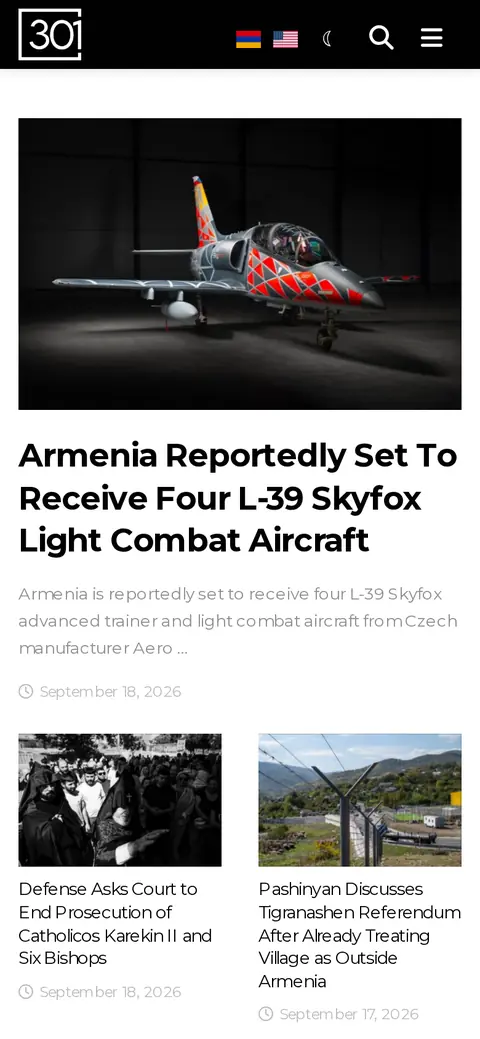 301.am հեռախոսի էկրանին
