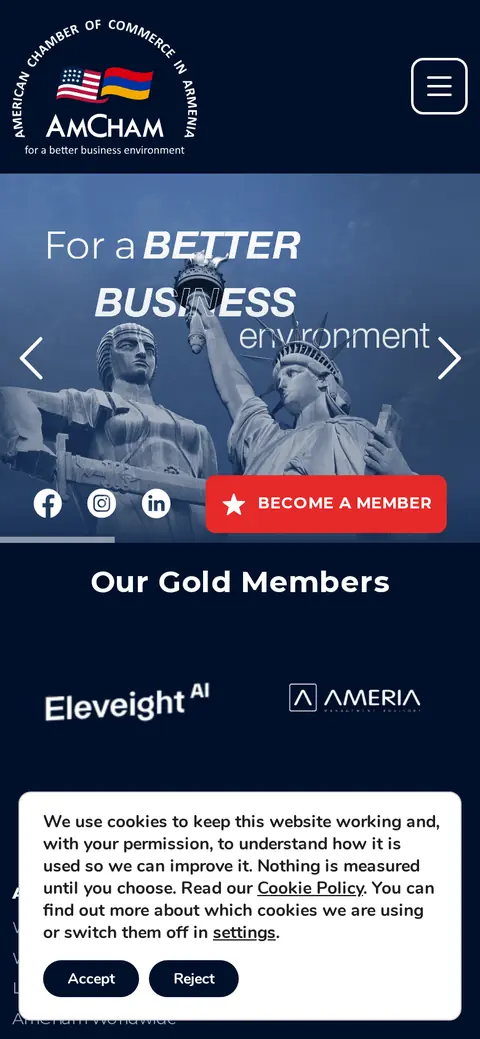 amcham.am հեռախոսի էկրանին