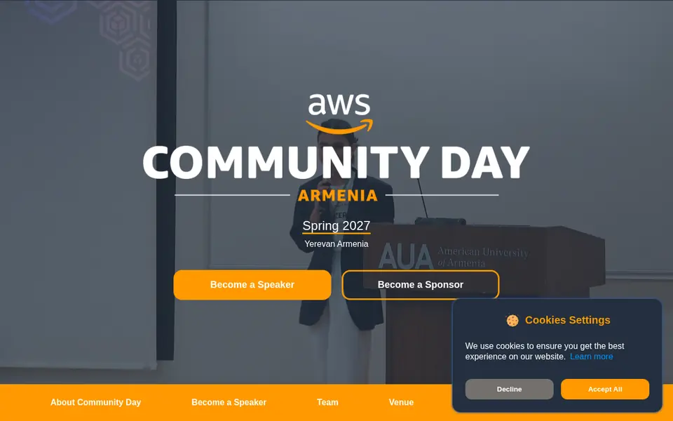 aws-community-day.am համակարգչի էկրանին
