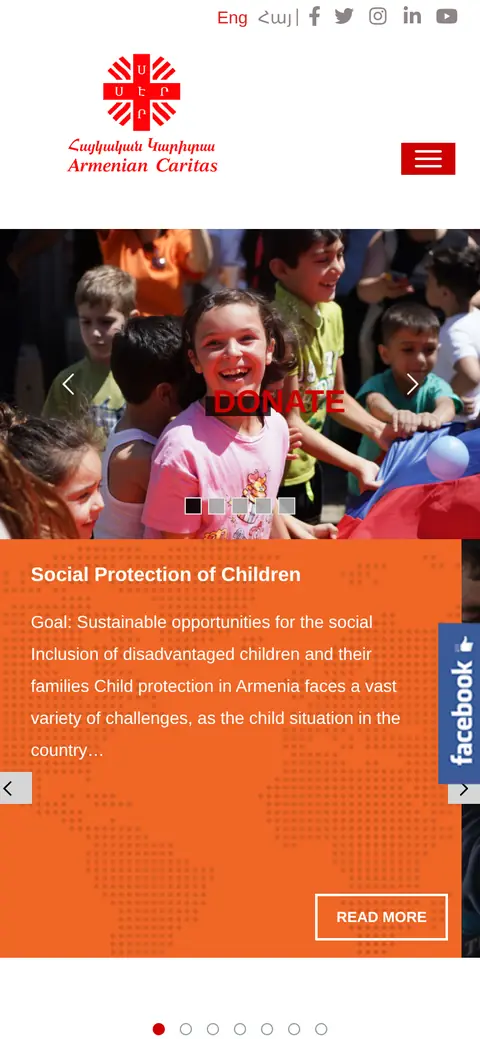caritas.am հեռախոսի էկրանին