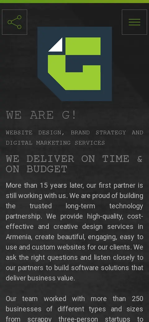 gdesign.am հեռախոսի էկրանին