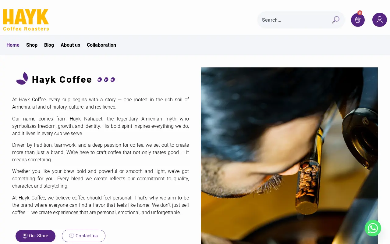 screenshot of haykcoffee.am