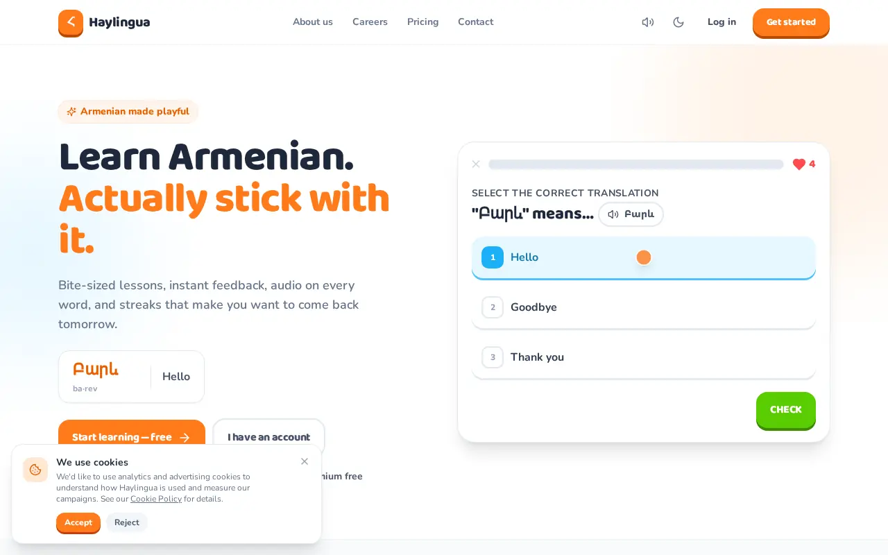screenshot of haylingua.am