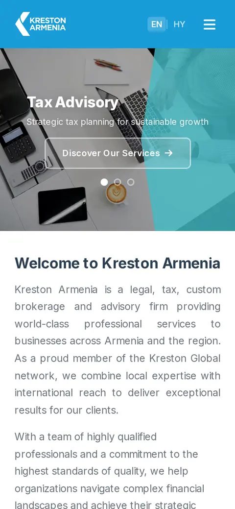 kreston-armenia.am հեռախոսի էկրանին