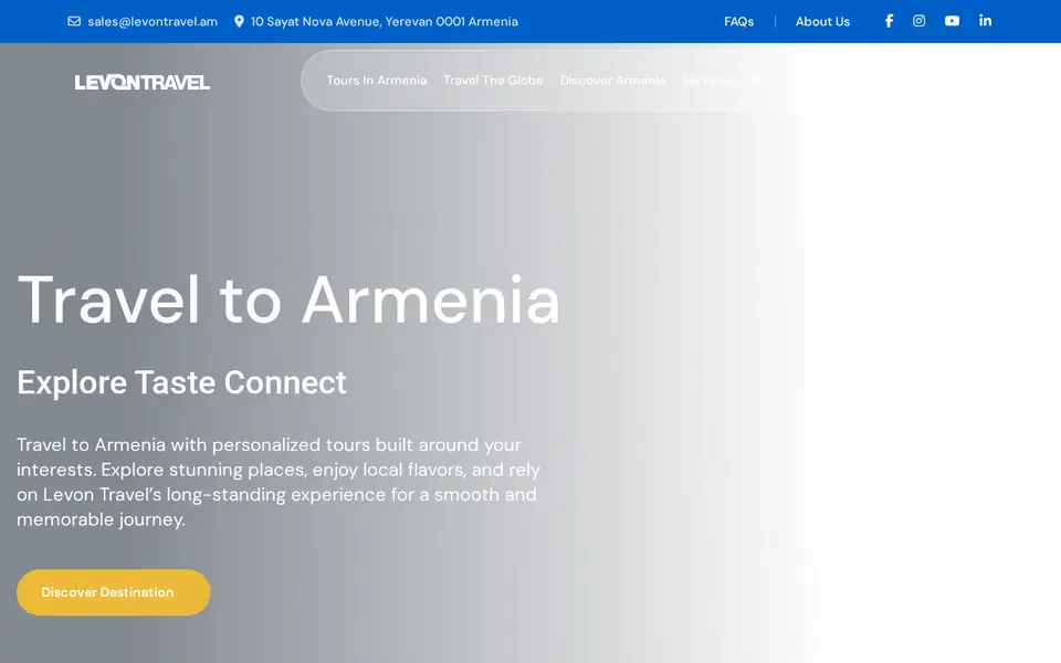 levontravel.am համակարգչի էկրանին