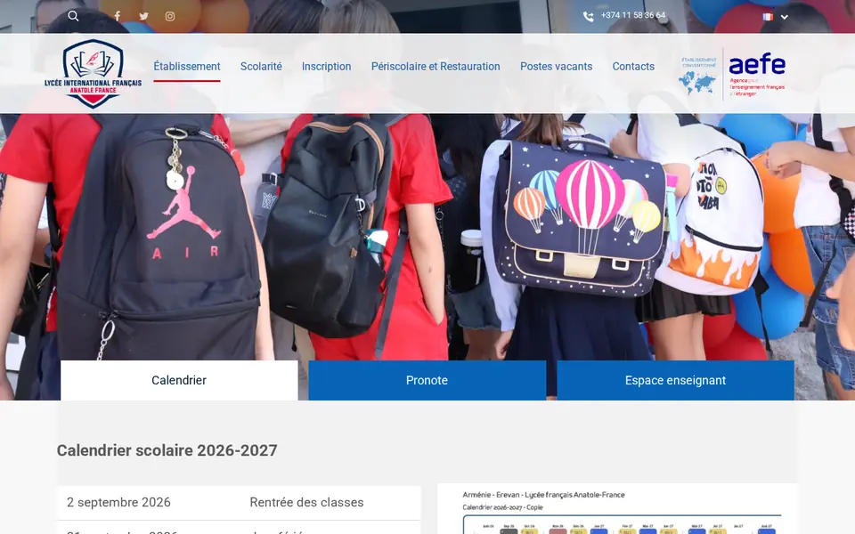 lyceefrancais.am համակարգչի էկրանին