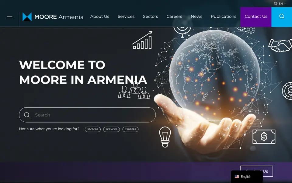 moore-armenia.am համակարգչի էկրանին