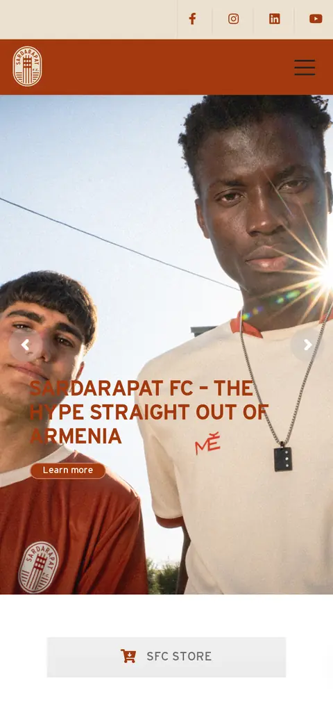 sardarapatfc.am հեռախոսի էկրանին