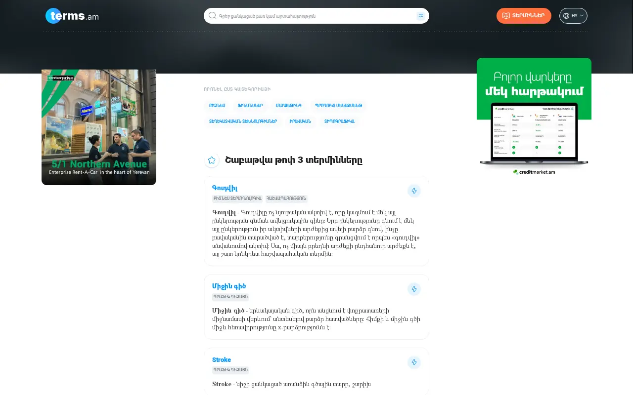 screenshot of terms.am
