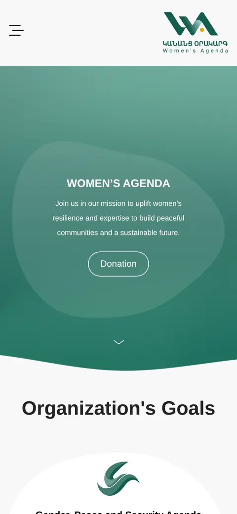 womensagenda.am հեռախոսի էկրանին